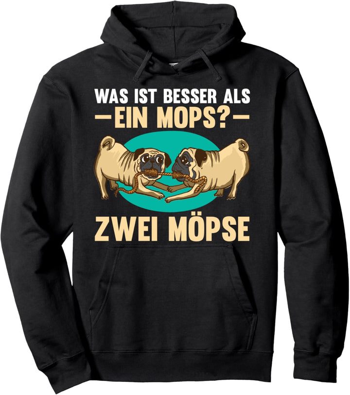 Zwei Mops Hund Mops Pullover Hoodie
