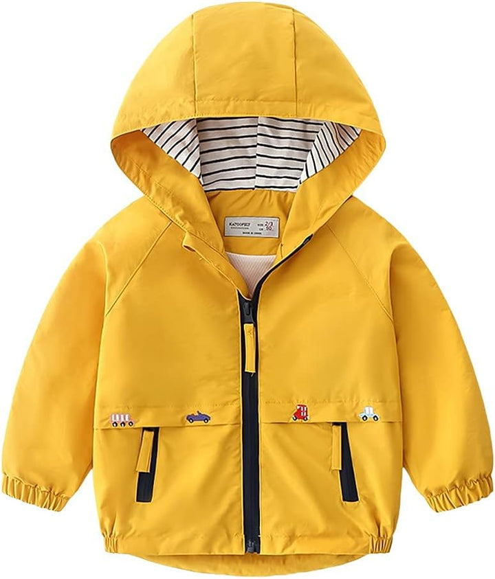 Volunboy Baby Kapuzen Jackets, Jungen Langarm Winddicht Mantel Cartoon Aufdruck Jacken 5-6 Jahre Gel
