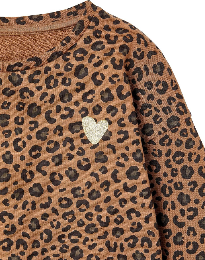 ENVIE DE FRAISE Mädchen Sweatshirt Mama-Tochter-Capsule Leopard, Bio-Baumwolle 92-98 Beige, 92-98 Be