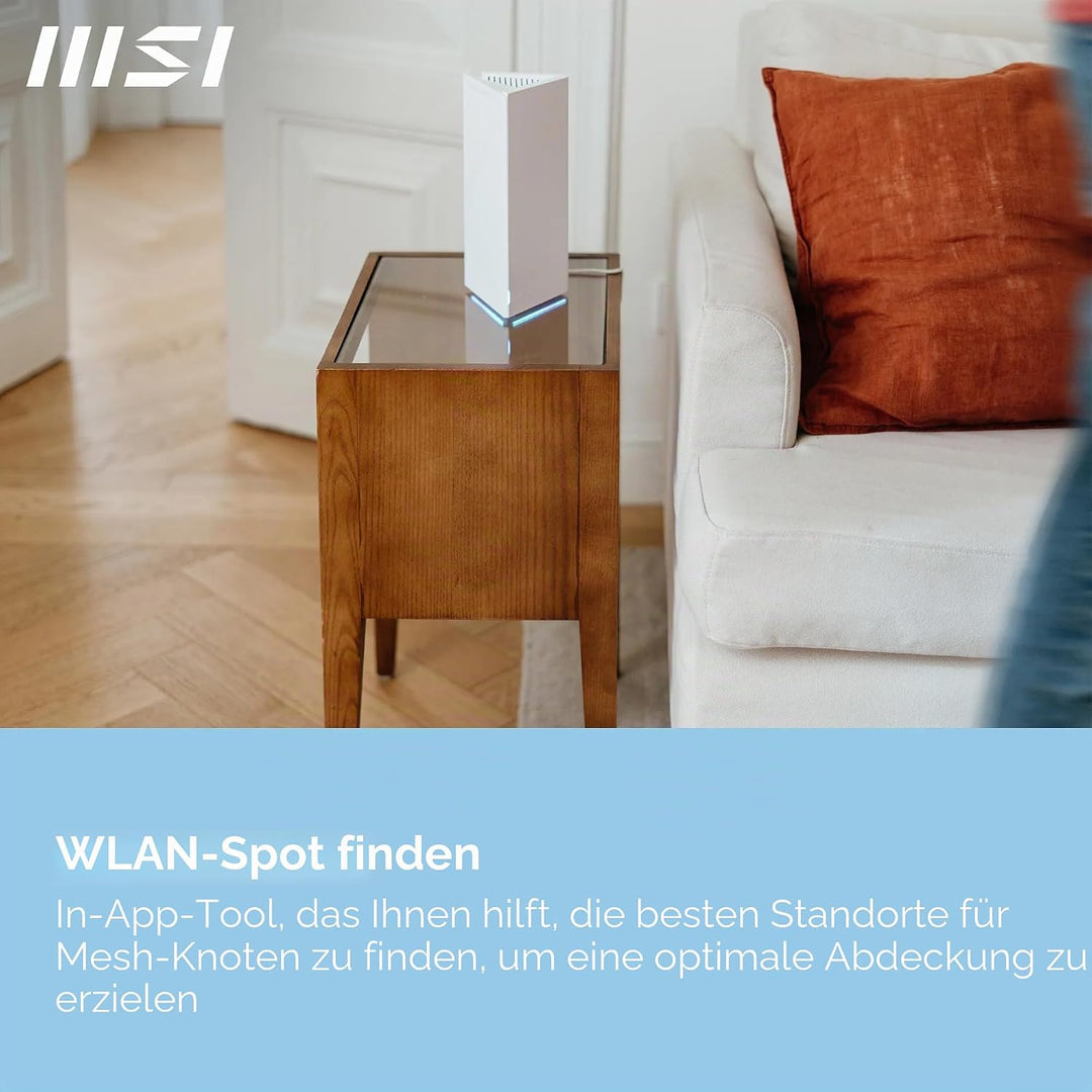 MSI Roamii BE Pro 2-Pack - WiFi 7 BE9400Mbps WLAN-System für das ganze Haus, 2,5-G-Anschlüsse, Siche