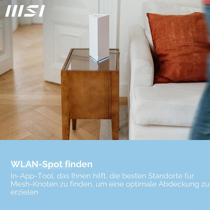 MSI Roamii BE Pro 2-Pack - WiFi 7 BE9400Mbps WLAN-System für das ganze Haus, 2,5-G-Anschlüsse, Siche