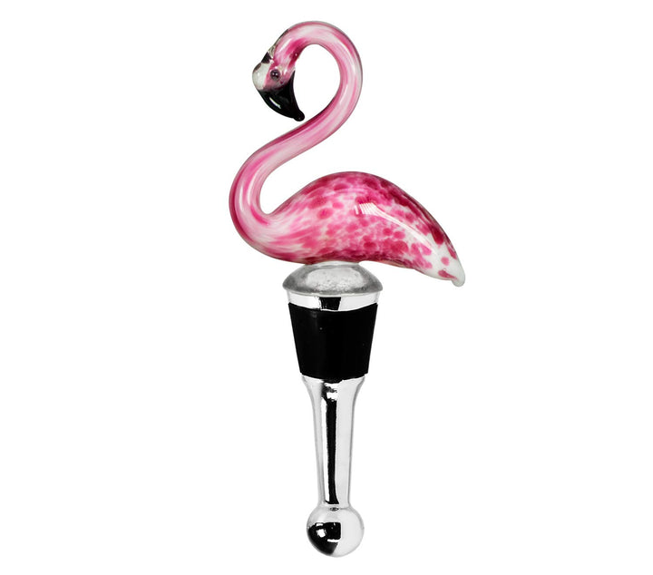 EDZARD Flaschenverschluss Flamingo für Champagner, Wein und Sekt, Höhe 13 cm, Muranoglas-Art, Handar