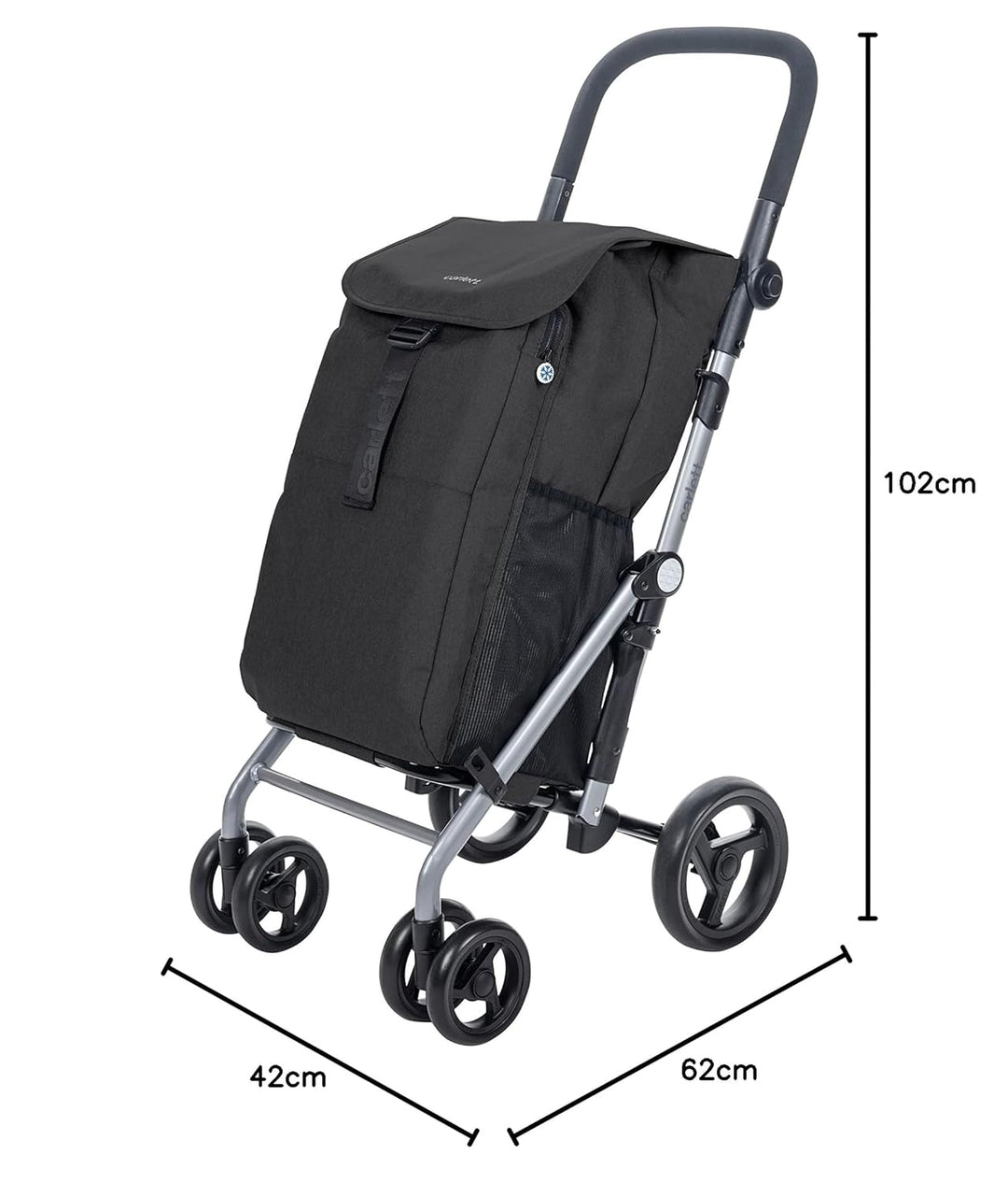 CARLETT | Einkaufstrolley mit 4 Rädern | Lett430 CLASSIC duo | Zusammenklappbarer Einkaufswagen mit