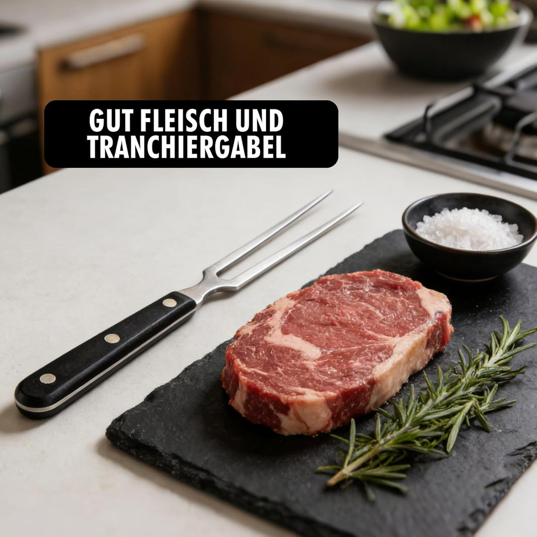 2er Set Fleischgabel mit Griff - 29cm Edelstahl Fleischgabel, Grillgabel Servier Grillgabel mit Kuns