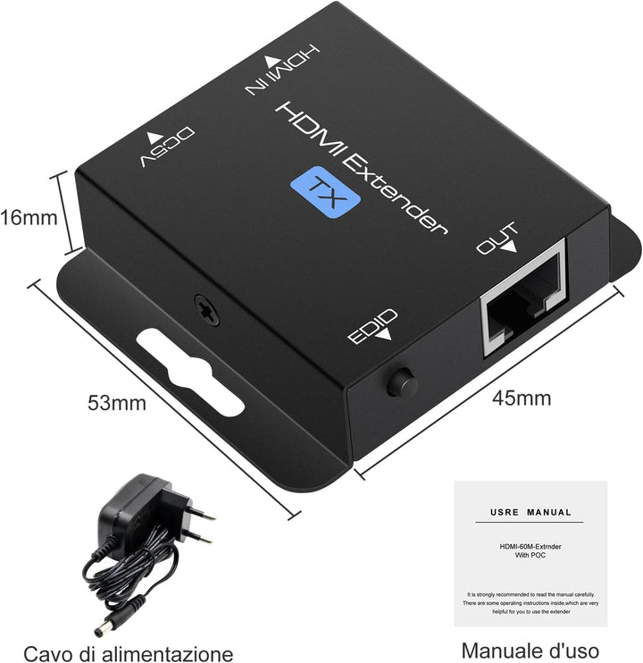 VEDINDUST HDMI Extender, Over Cat5e/6/7 Ethernet HDMI Transmitter Empfänger unterstützt EDID 1080p P