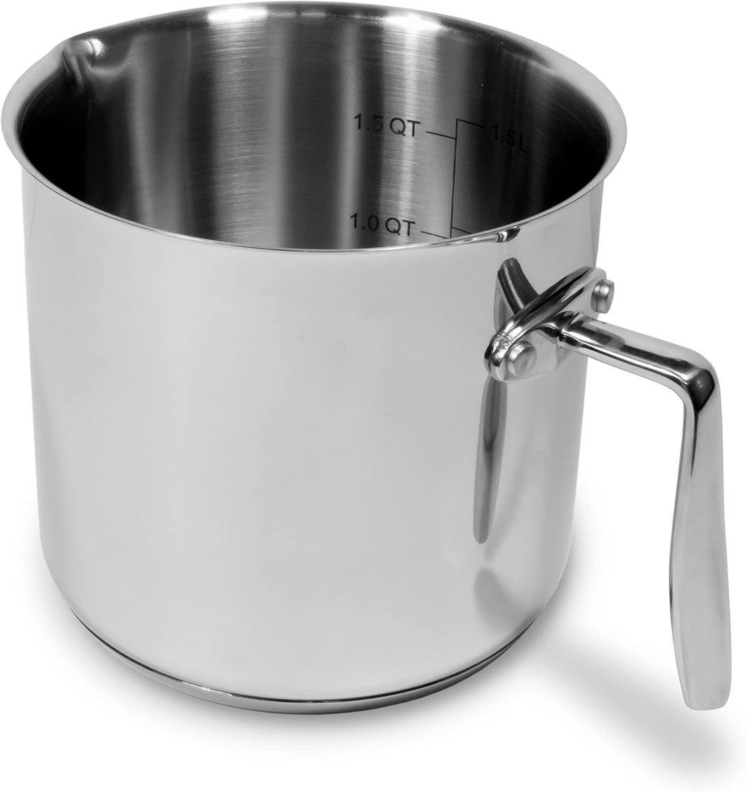 Milchtopf aus Edelstahl - Milchtopf geeignet für Induktion - Griff aus Stahl - Made in Italy - Durch