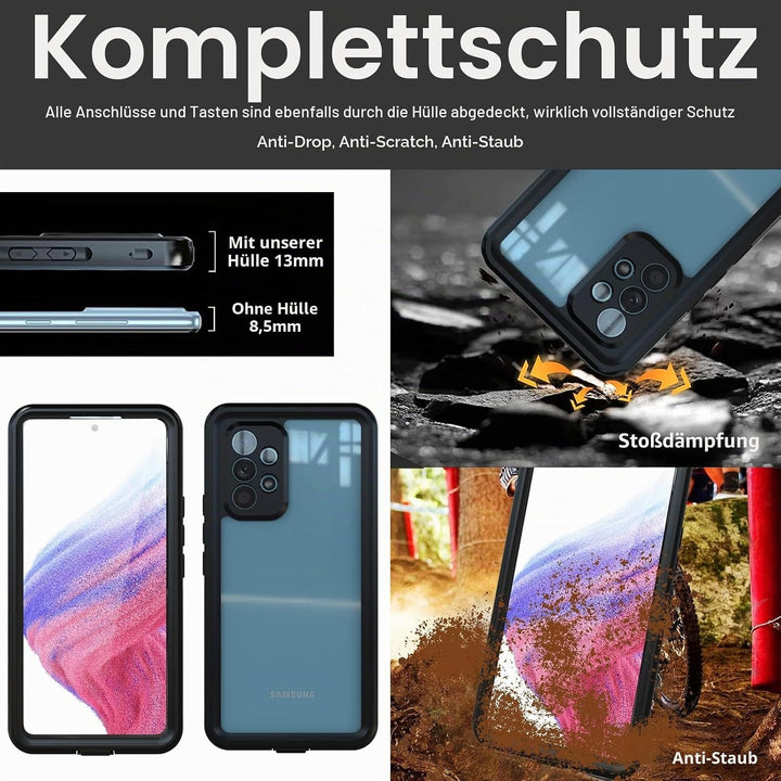 Miimall IP68 Wasserdicht Handyhülle Kompatibel mit Samsung Galaxy A54 Hülle, Galaxy A54 Hülle mit Di