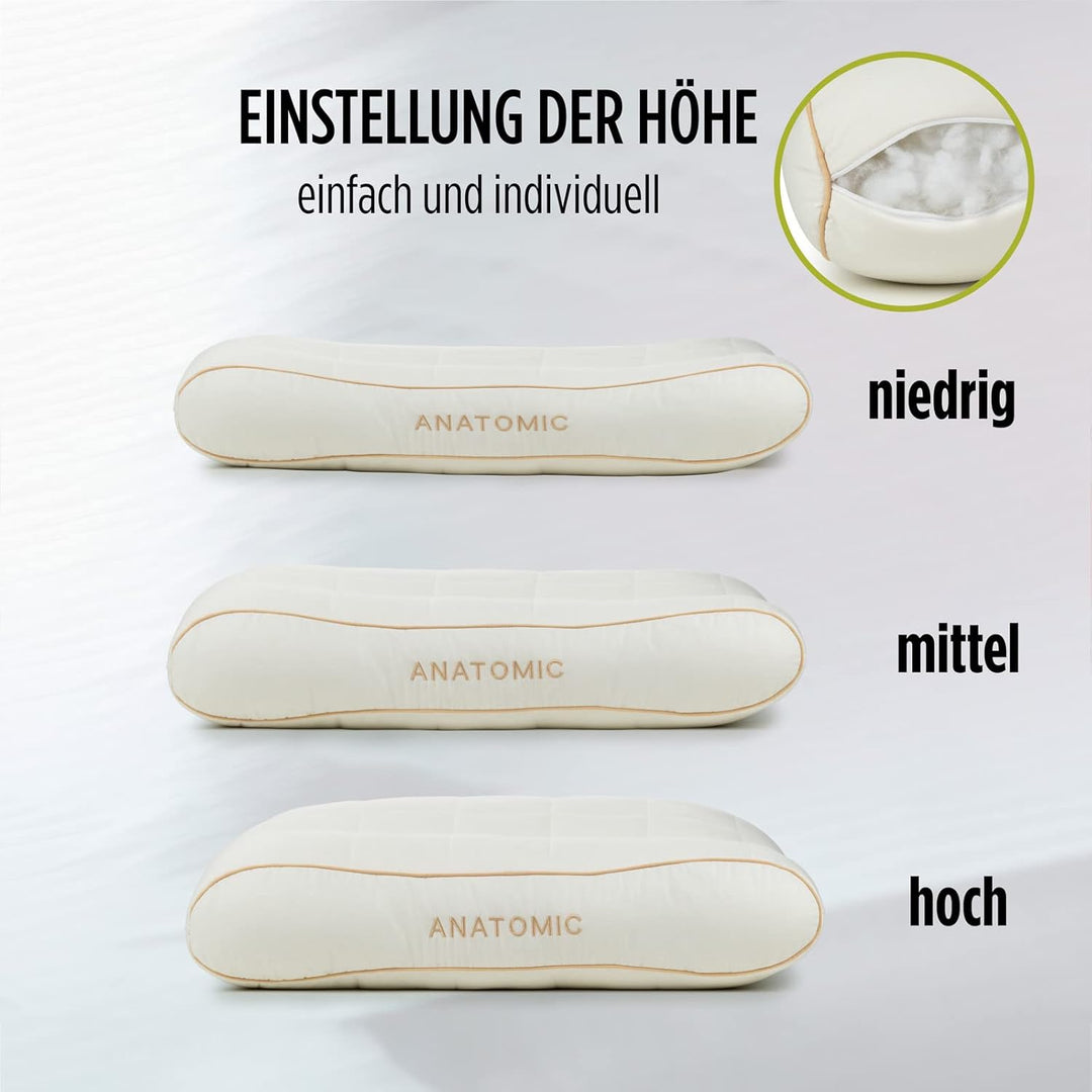 Vitapur Ergonomisches Nackenkissen & Kopfkissen für Breite Schultern - Premium Bambus Anatomisches K