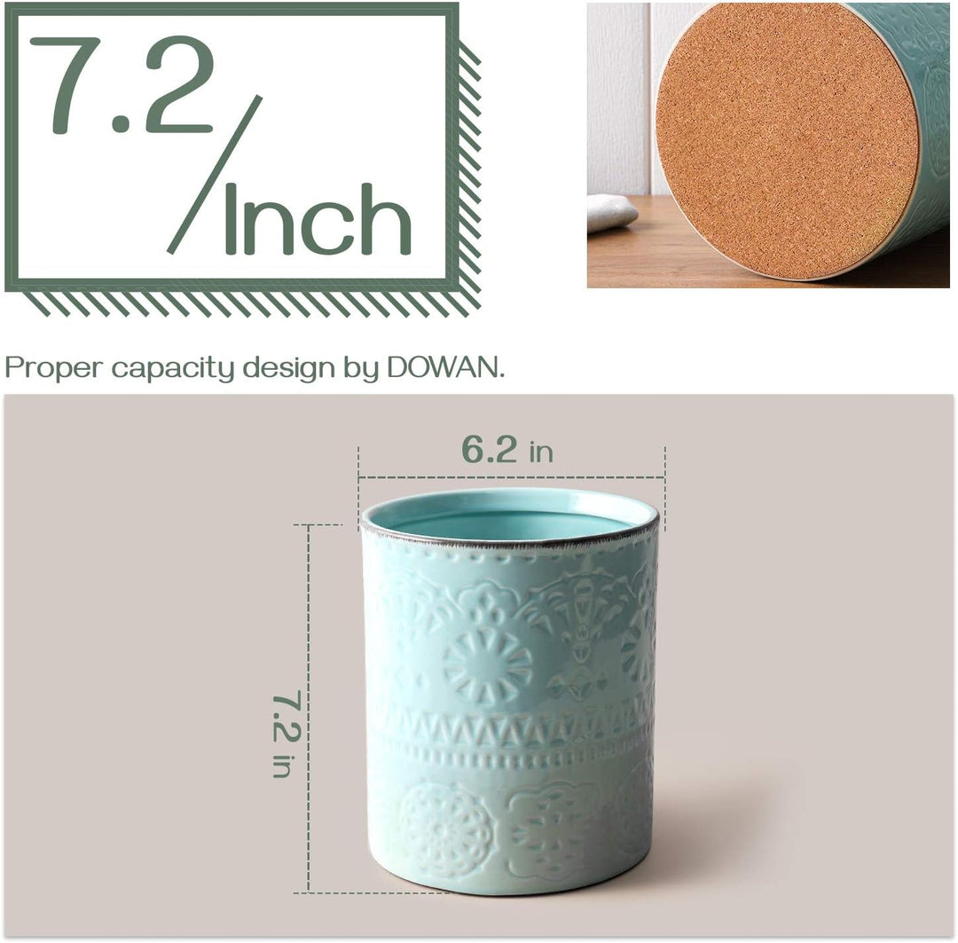 DOWAN Utensilienhalter Küche, 18,3 x 15,7cm Gross Küchenutensilienhalter, Romantische Relievo Kerami