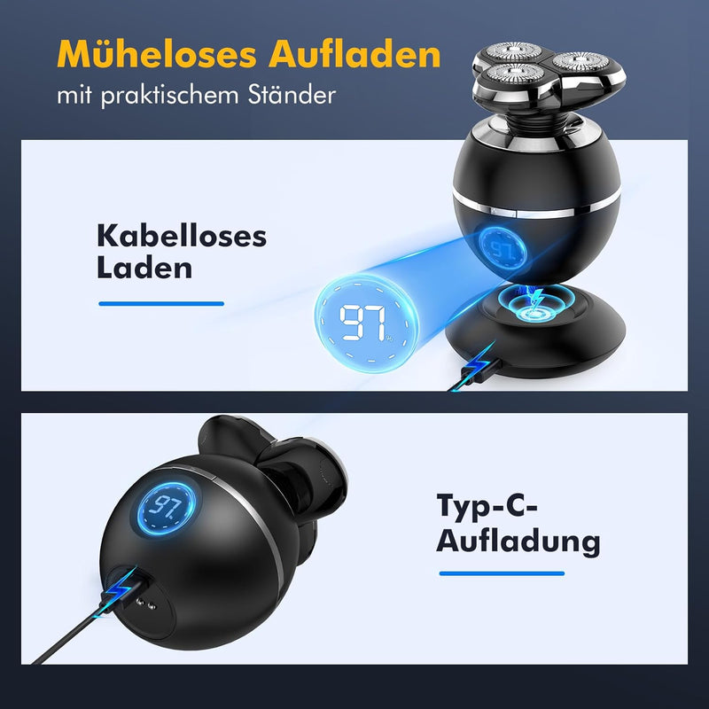 ETENTOUS Rasierer Herren Elektrisch, 5 in 1 Elektrorasierer Herren 3D Rasur Barttrimmer -Kabellos wi