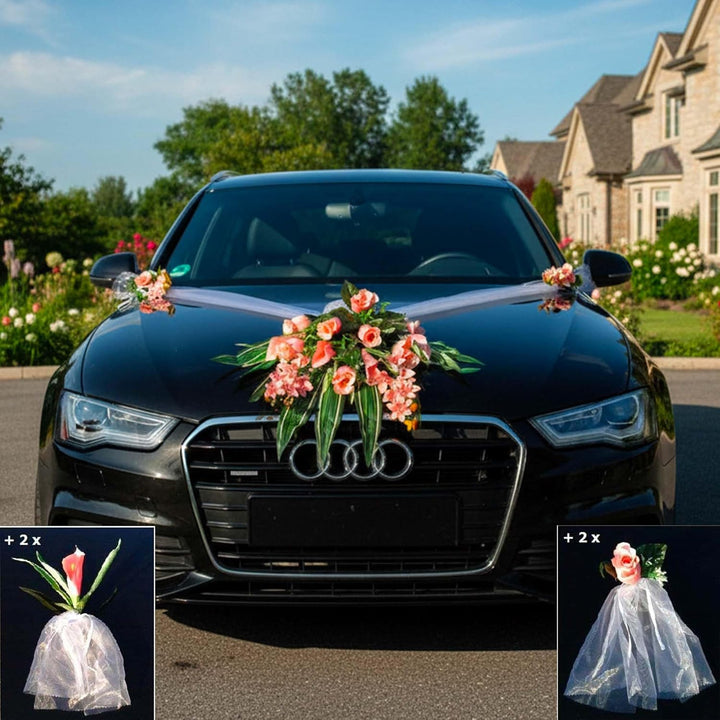 Spitze STRAUss Auto Schmuck Braut Paar Rose Deko Dekoration Autoschmuck Hochzeit Car Auto Wedding De