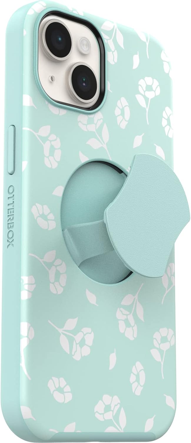 OtterBox OtterGrip Symmetry Serie Hülle für iPhone 13 und 14, Mohnblumen am Meer (Blau), integrierte
