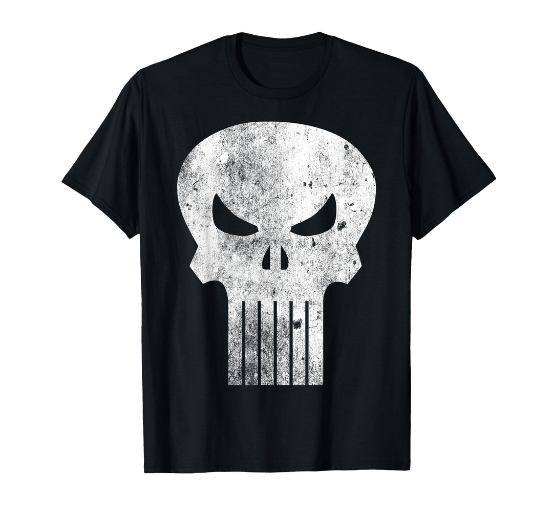 Mens Marvel The Punisher Classic Retro Skull Logo Graphic T-Shirt Medium Black