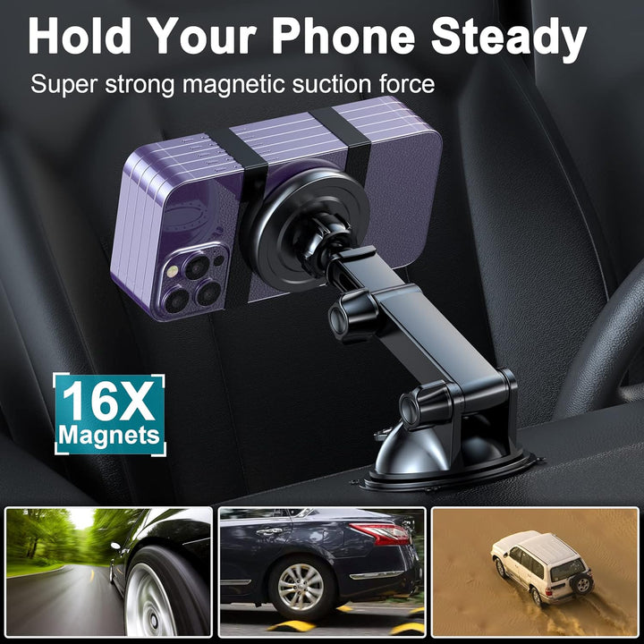MAGJIEYX Auto Handyhalterung für MagSafe Autohalterung Ladegerät mit Ladefunktion KfZ Magnet Saugnap