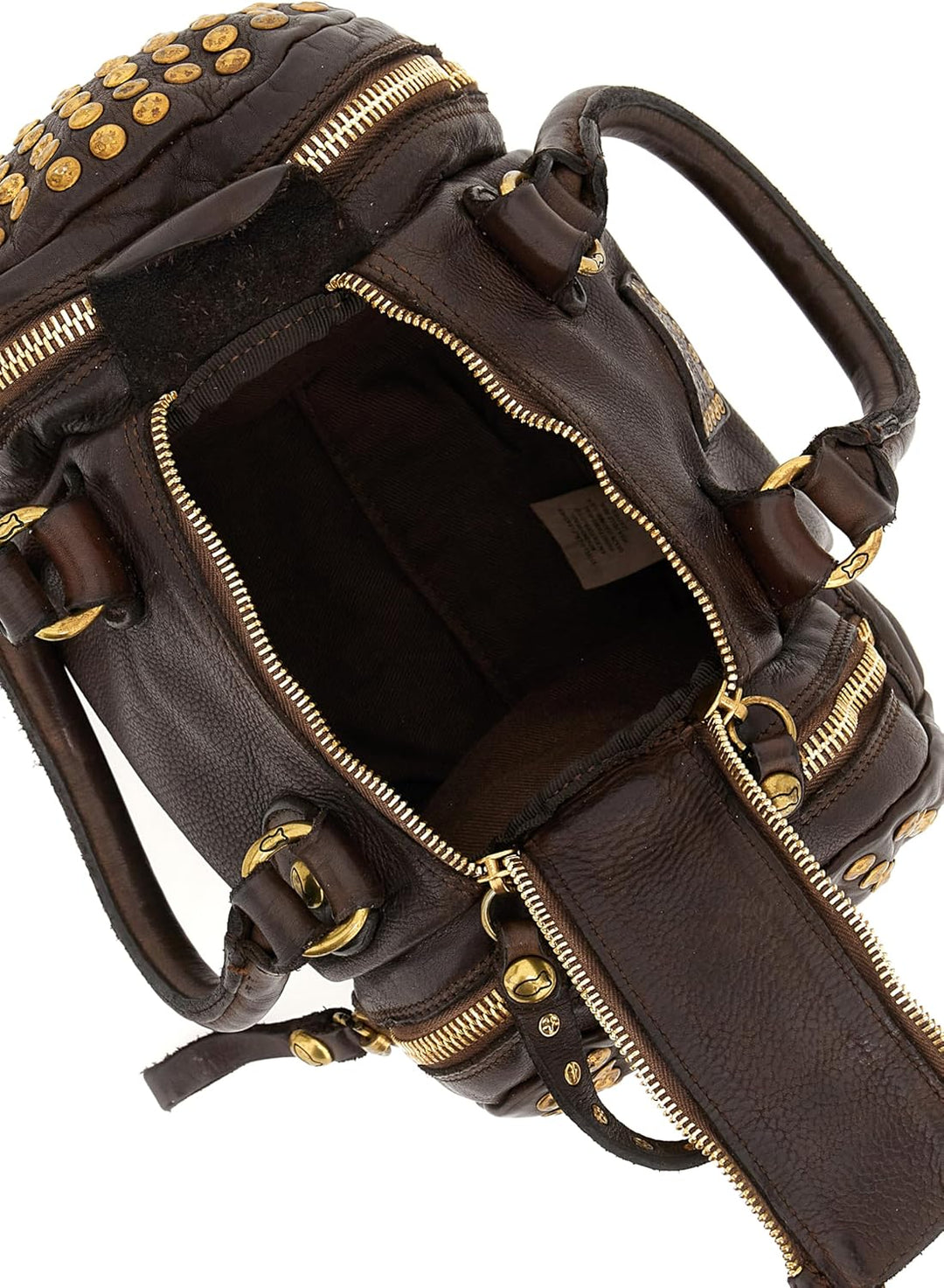 Campomaggi Damen Bowling-Tasche aus Leder mit Nieten Braun Einheitsgrösse Braun, Einheitsgrösse Brau