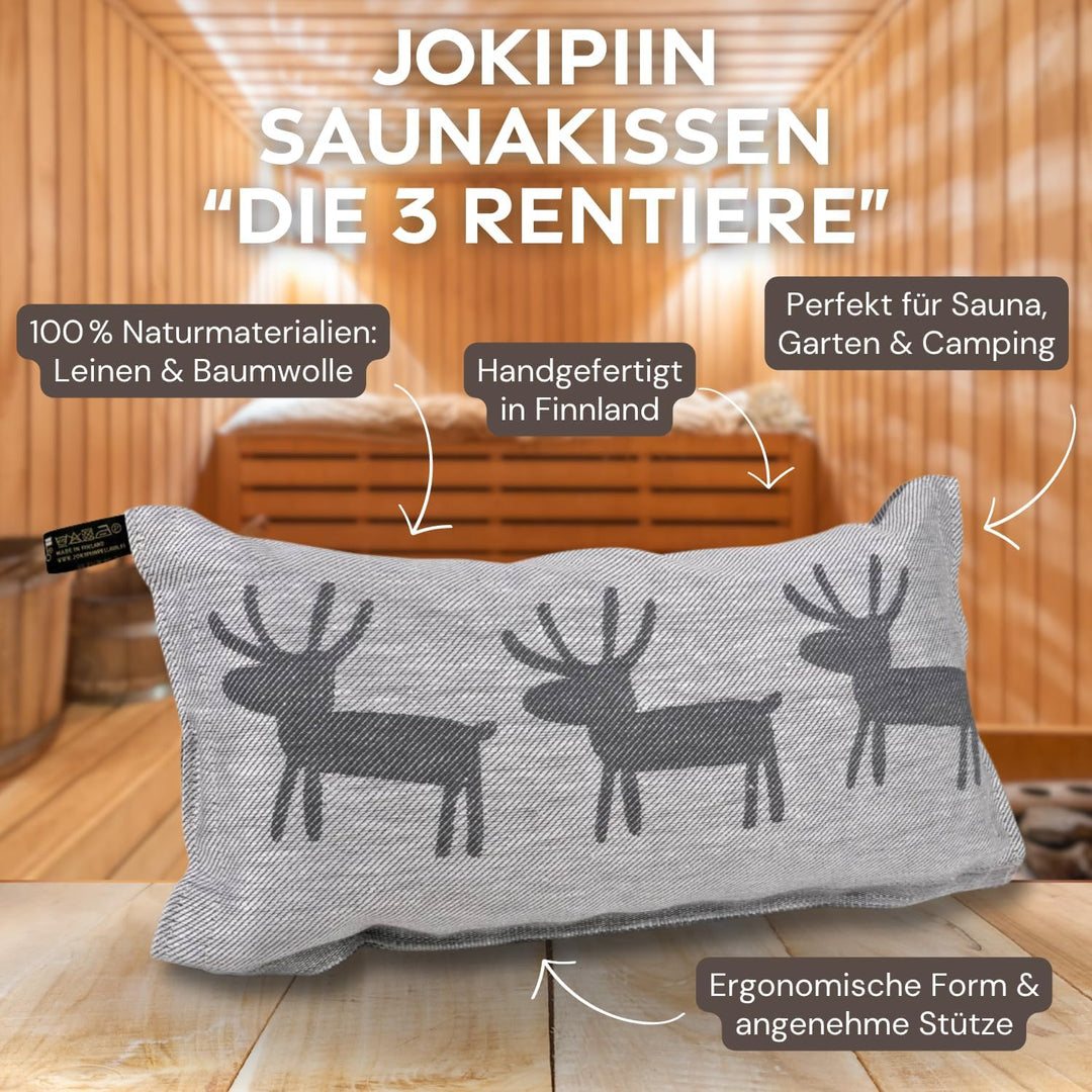 Jokipiin Premium Saunakissen 40 cm x 22 cm - 100% Made in Finland - ReisekissenLeinen Baumwo