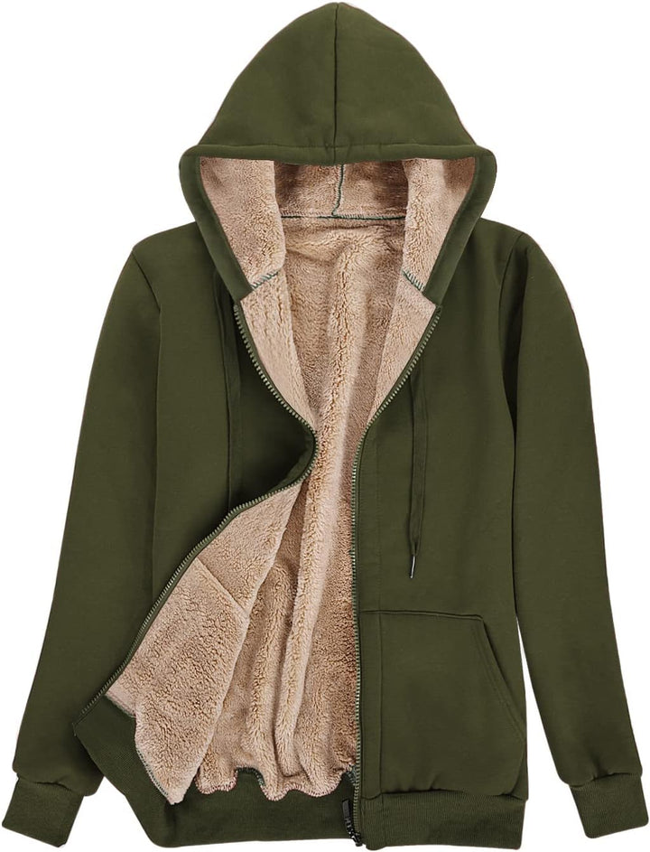 Niwicee Damen Kapuzenpullover mit Reissverschluss Winter Plus Fleecepullover Langarm Kapuzenjacke Sw