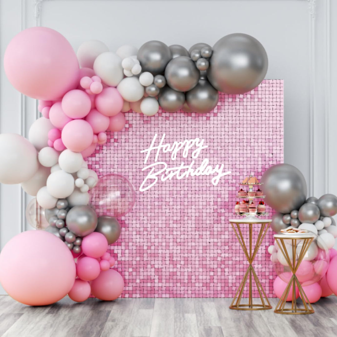 Kate Schimmernde Wand Hintergrund Irisierendes Rosa Quadratisch Pailletten Glitzer Foto Hintergrund