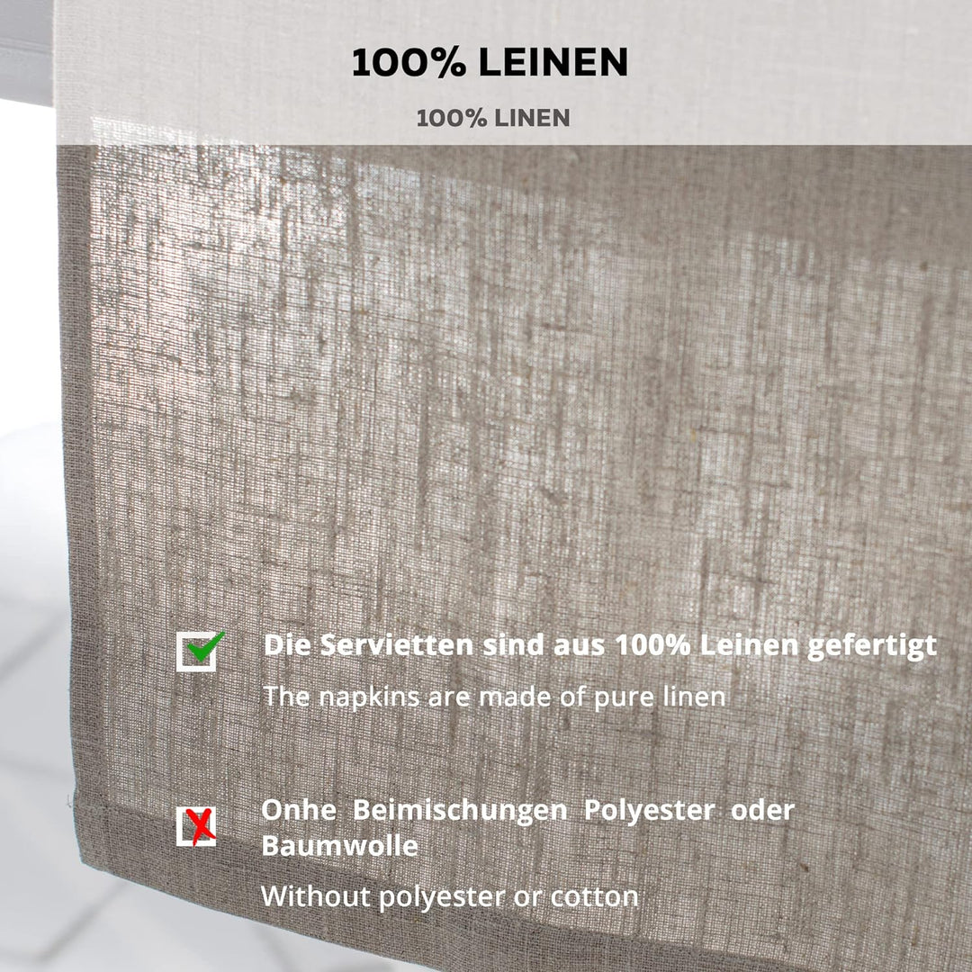 Varvara Home Leinen Tischläufer | Läufer | Tischband | Tischtuch | Farbe Natur Braun - 45x150 cm 145