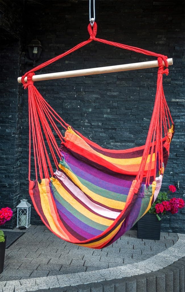 Zolta Hängematte grosser brasilianischer Hängestuhl Sessel Belastbarkeit bis 100 kg Relax + Kissen (