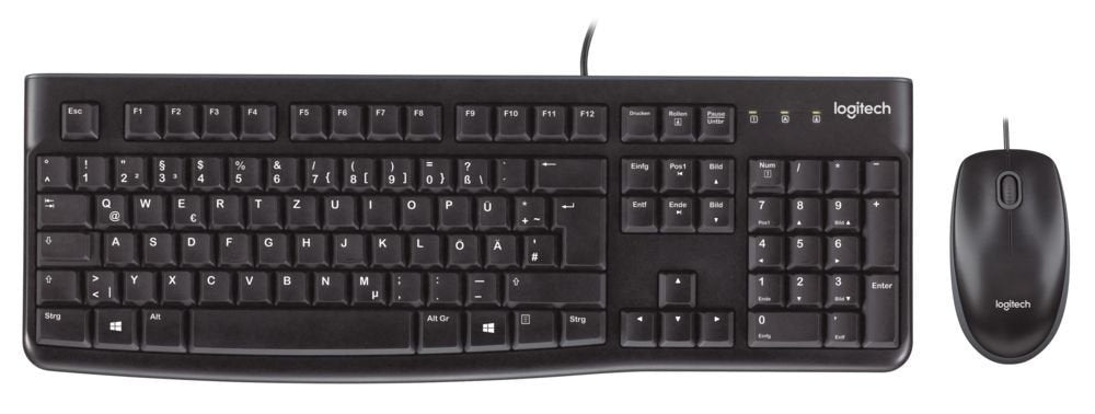 Logitech MK120 Kabelgebundenes Tastatur-Maus-Set, Optische Maus, USB-Anschluss, PC/Laptop, Schweizer
