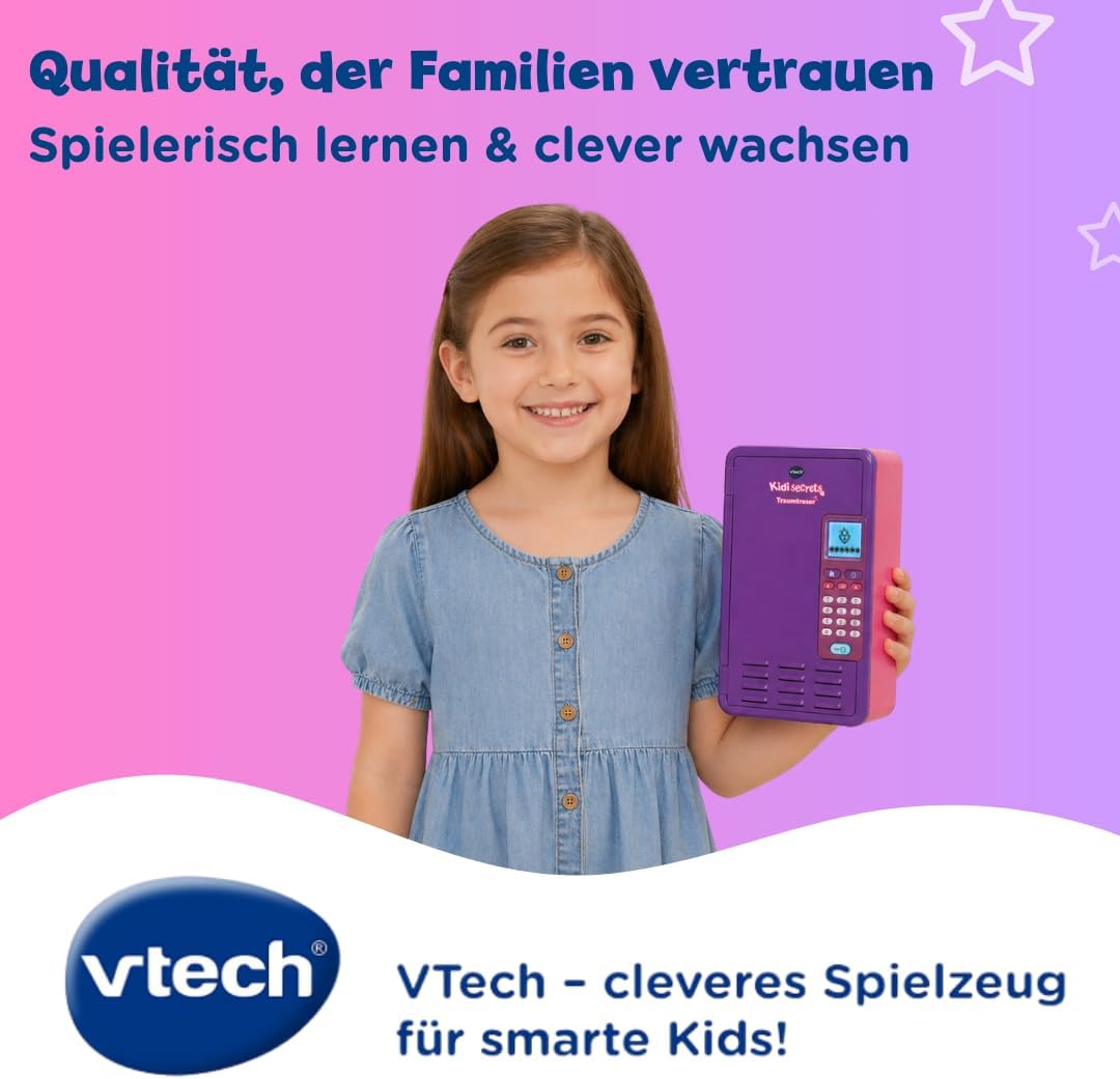 VTech Kidisecrets Traumtresor – Tresor mit Zahlencode zum Aufbewahren von Geheimnissen – Mit Spielen