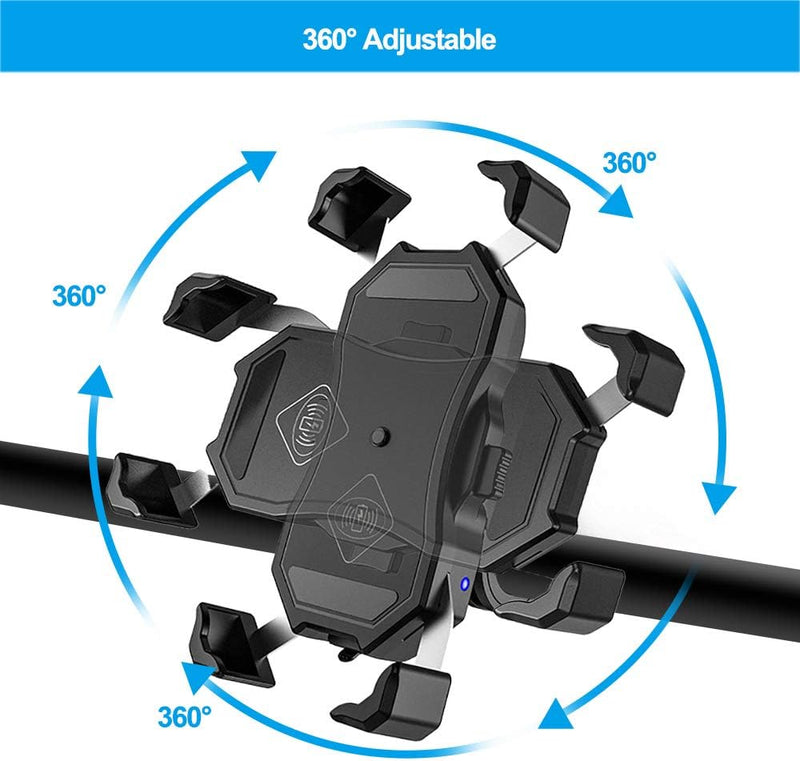 iMESTOU Motorrad Wireless Telefonhalterung 15W Qi & USB Quick Charger 3.0 Lenker/Rückspiegel Mobile