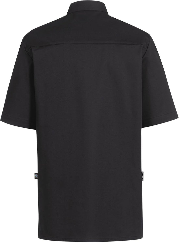 Greiff Gastro Moda Cuisine Herren Premium-Kochjacke Kurzarm Regular-Fit XL Schwarz, XL Schwarz