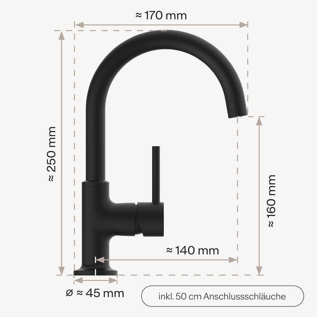 Waschbeckenarmatur WT14 | Wasserhahn Bad | Badarmatur für Waschbecken | Einhebelmischer Bad | Mischb