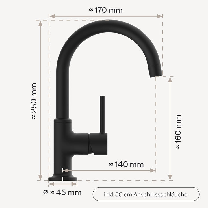 Waschbeckenarmatur WT14 | Wasserhahn Bad | Badarmatur für Waschbecken | Einhebelmischer Bad | Mischb