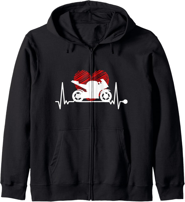 Motorrad Herzschlag Biker Bike Motorrad Pulse Kapuzenjacke