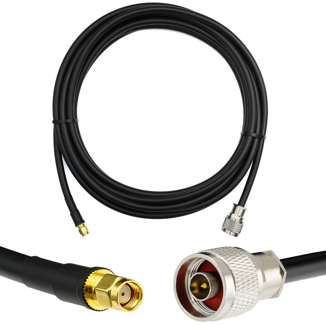 RANGEFUL 12m RP-SMA Stecker auf N Stecker Koaxialkabel – 12 Meter 5D-FB Verlustarmes Antennenkabel Ø