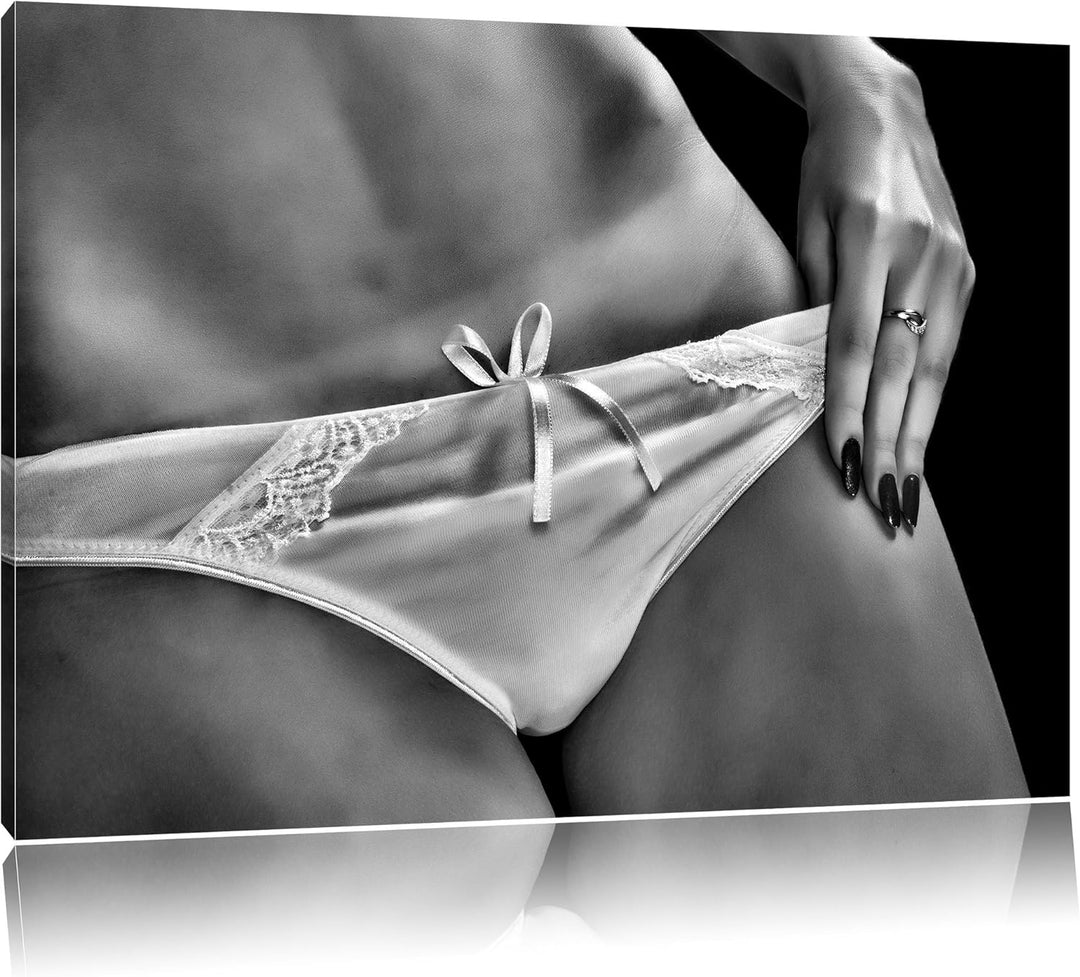 Pixxprint Sexy weisse Dessous / 100x70cm Leinwandbild bespannt auf Holzrahmen/Wandbild Kunstdruck De