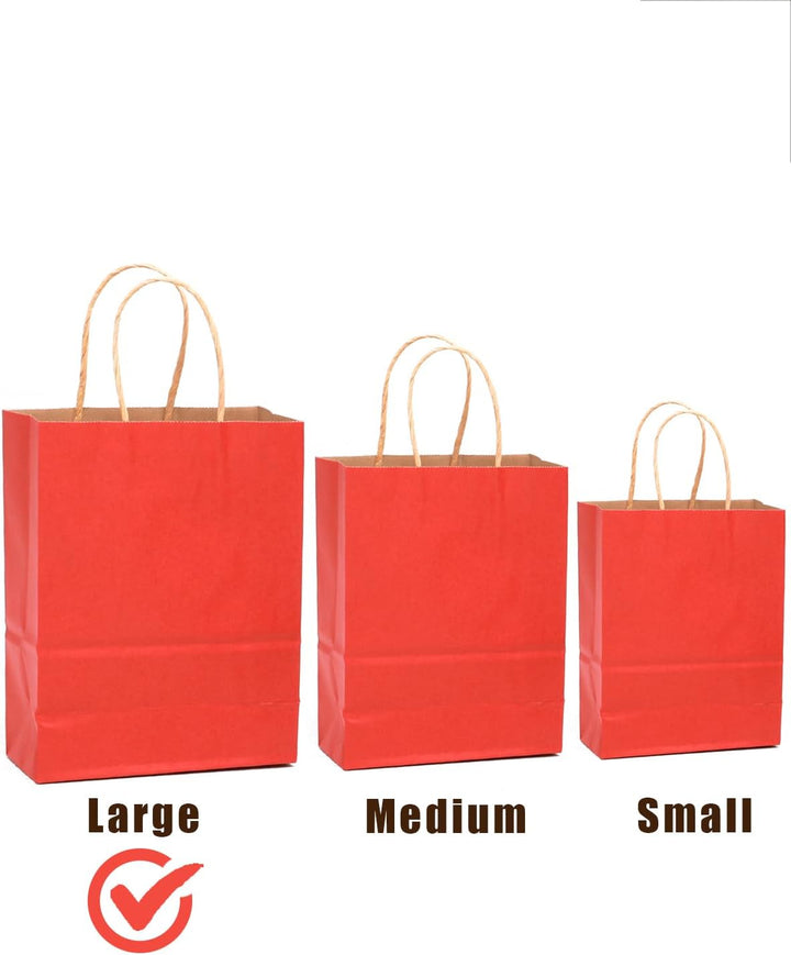 Gcardist Grosse 16Pcs Rote Kraftpapiertüten mit Griffen 33x26x13cm Geschenkpapiertüten Solid Color T