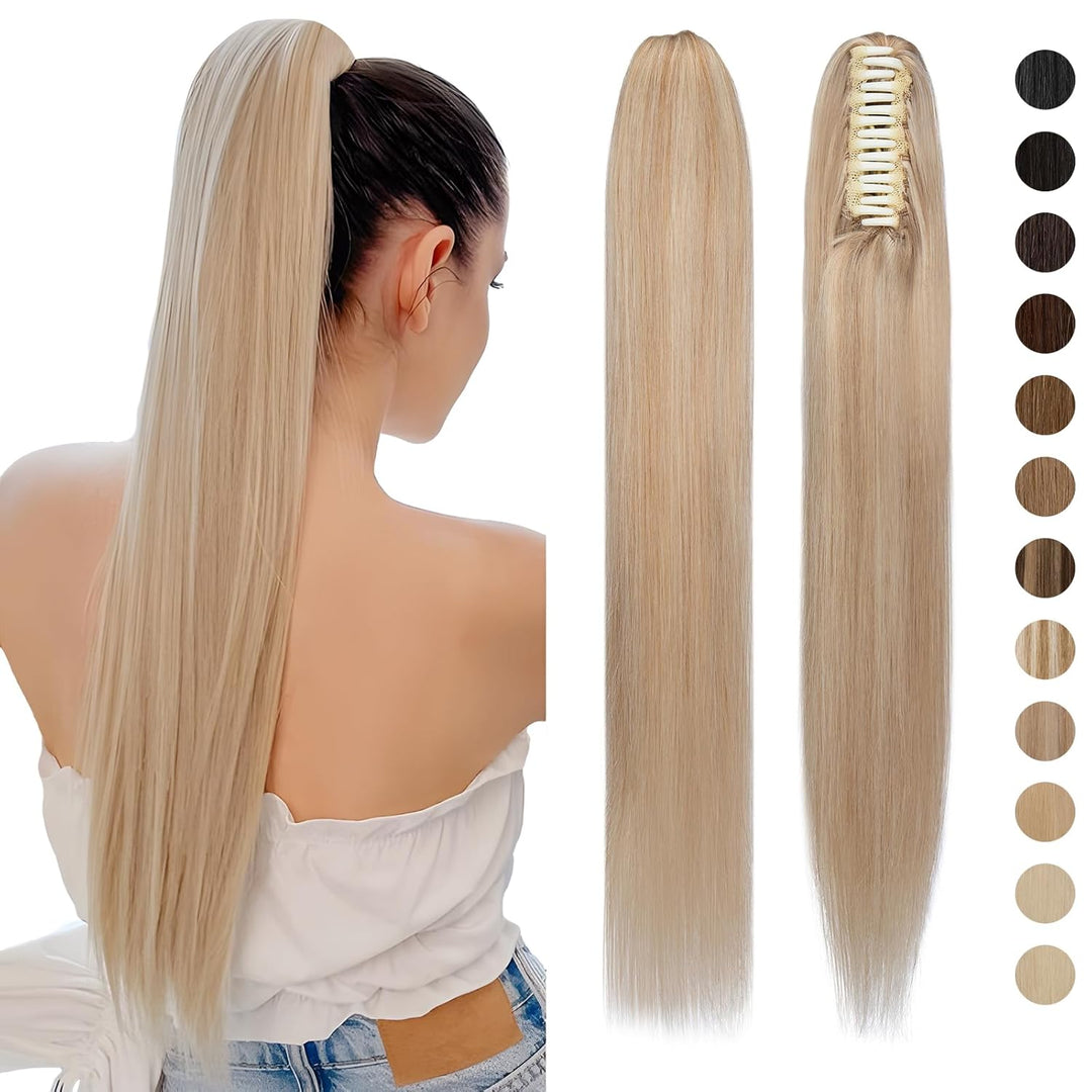Clip in Pferdeschwanz Extensions Echthaar Haarteile Echthaar Ponytail Extension 7A Remy Hair Glatt Z