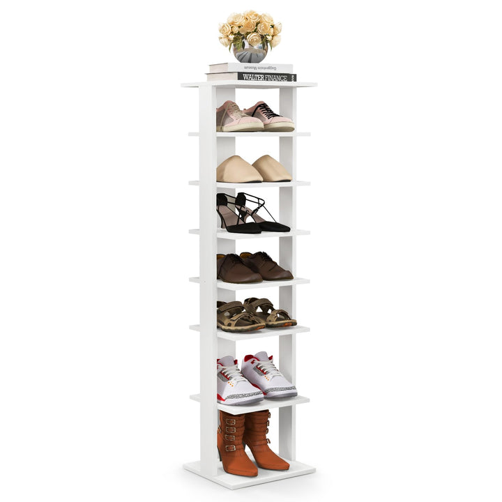 GIANTEX Schuhregal mit 8 Ebenen Schschrank Holz Schuhständer vertikal platzsparend Schuh-Organizer L