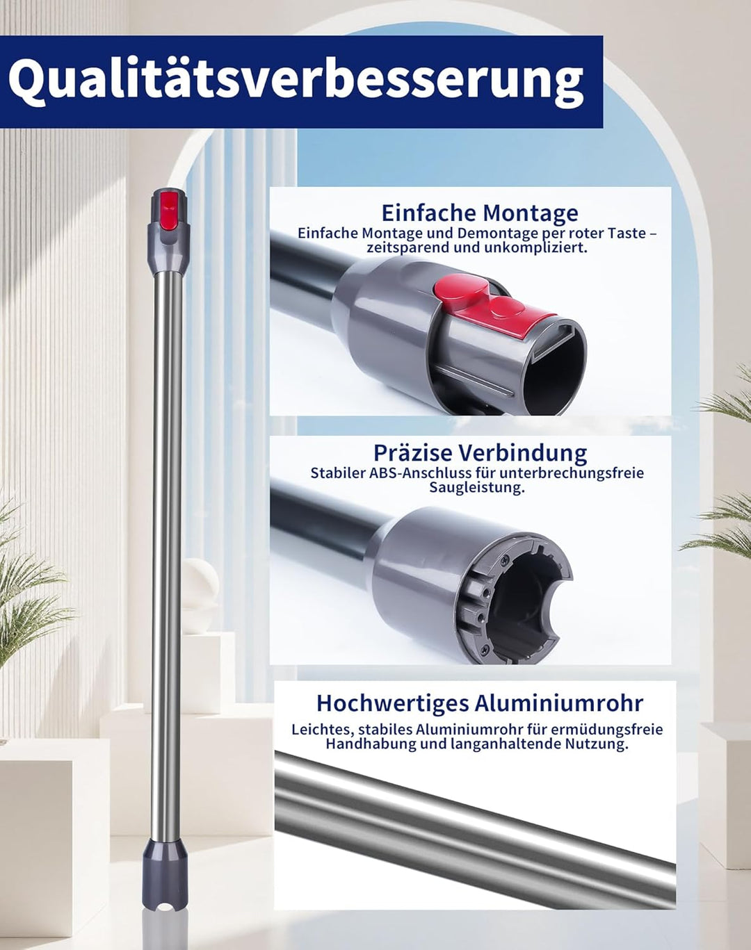 Verlängerungsrohr für Dyson V12 Detect Slim / V10 Digital Slim Stabstaubsauger, 74 cm Aluminium mit