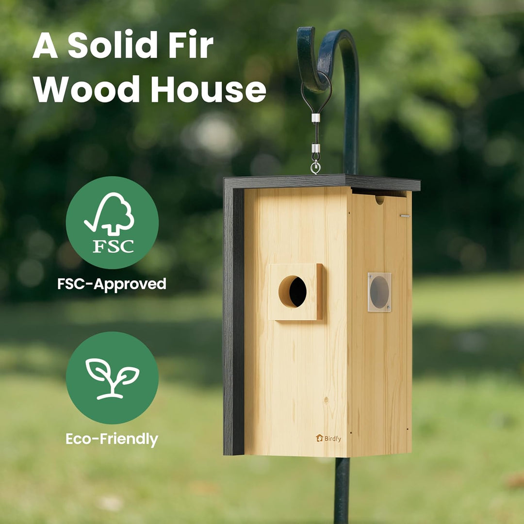 Birdfy Vogelhaus mit Kamera,Nistkasten mit Kamera, 2 Millionen Pixel Outdoor-Vogelhaus-Kamera, Echtz