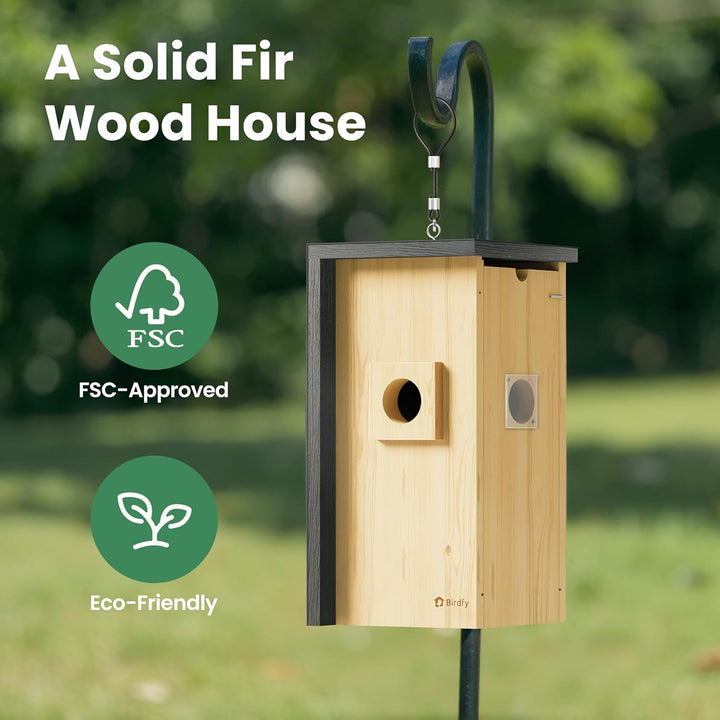 Birdfy Vogelhaus mit Kamera,Nistkasten mit Kamera, 2 Millionen Pixel Outdoor-Vogelhaus-Kamera, Echtz