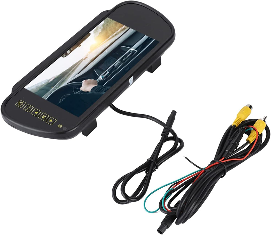 Rückspiegel-Monitor, 7 Zoll LCD-Display, Rückfahrkamera, Schwarz, Rückspiegelhalterung, Touch-Steuer