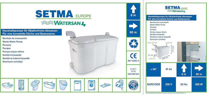 Setma Hebeanlage Watersan 4 für Heisswasser ohne WC