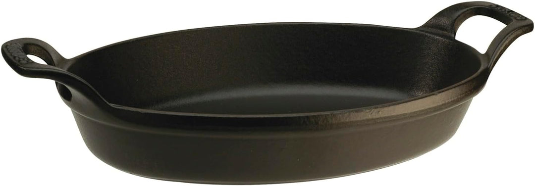 Staub 40509-341-0 stapelbare Auflaufform, oval 28 cm, 1,6 L mit mattschwarzer Emaillierung im Innere