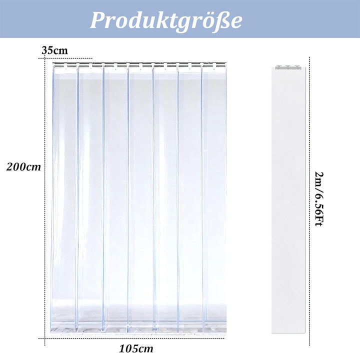 bimiti PVC Lamellenvorhang Streifenvorhang 105 x 200cm Transparent Streifenvorhang, Lamellen Stallvo