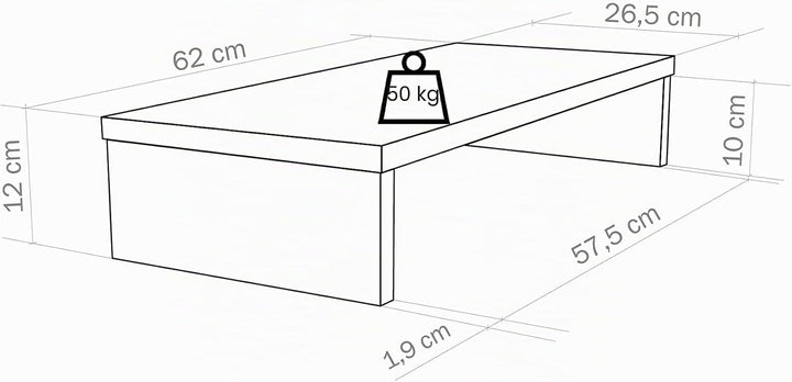 Henor Monitorständer TV-Bildschirmerhöhung in FSC® Holz 62 x 26.5 x 12 cm. Unterstützt 50 kg Graphit
