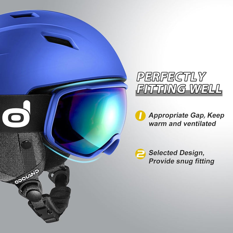 Odoland Skihelm und Skibrille Set Snowboardhelm mit Snowboardbrille für Damen und Herren Ski Goggles