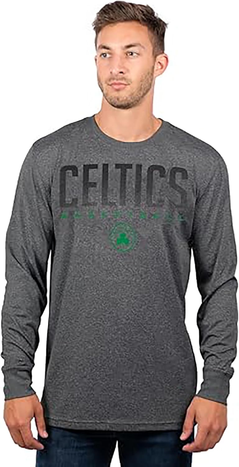 NBA Herren T-Shirt Long Sleeve Pullover Performance Tee Shirt, Team Logo Grau Boston Celtics XXL, Bo