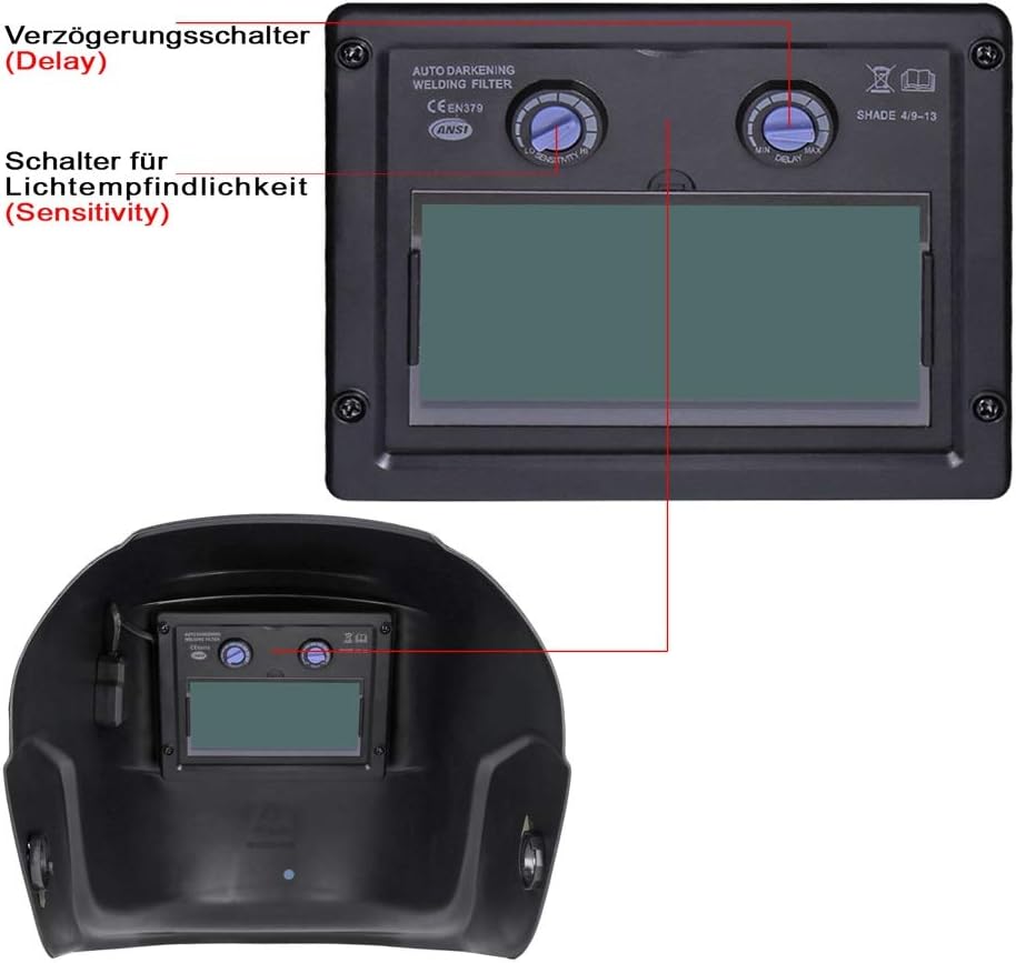 Automatik Solar Schweisshelm UV/IR-Schutz grosses Sichtfenster für alle Schweissarten automatische V