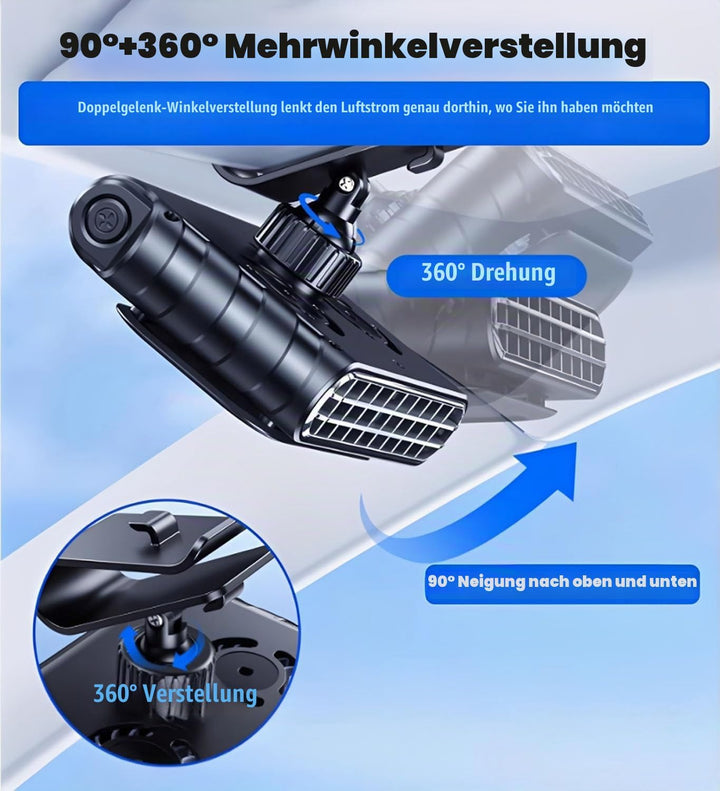 Auto-Sonnenblendenventilator, 5-Stufig Clip Ventilator für Auto-Sonnenschutz, mit 360° drehbarer Hal