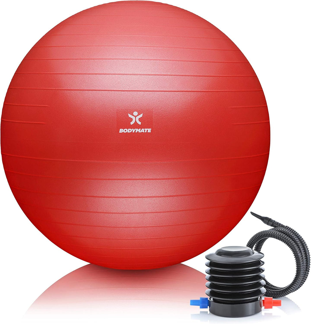 BODYMATE Gymnastikball Sitzball Trainingsball mit GRATIS E-Book inkl. Luft-Pumpe, Ball für Fitness,