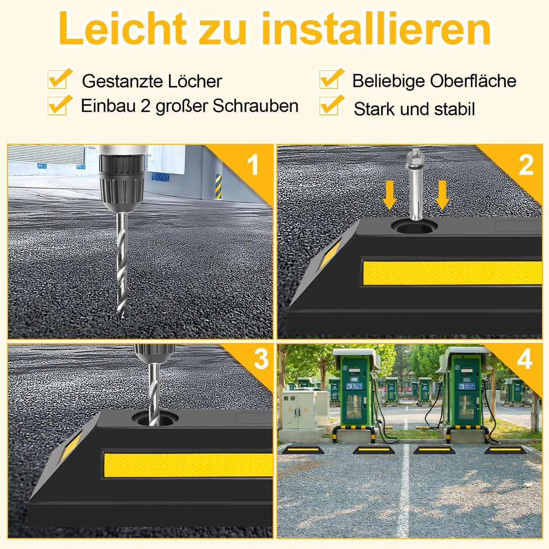 Izrielar 2 Stück Radstopper Parkplatzsperren Gummi Parkplatzbegrenzer Parkbegrenzung Parkplatzmarkie